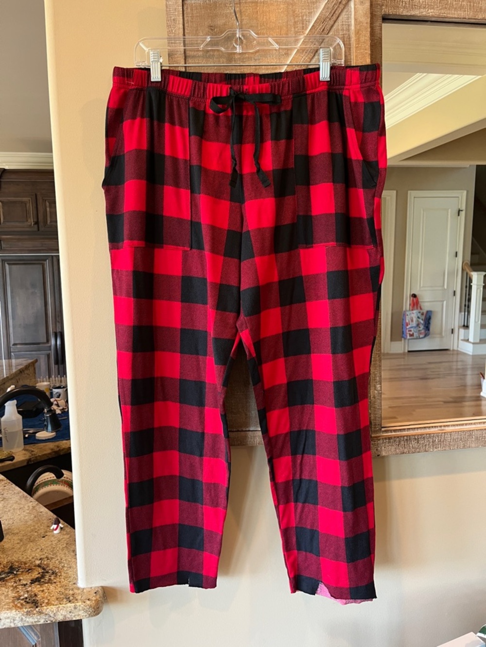 Soft Comfy Buffalo Check Red Black Fleece Pajama Pants Women’s XL